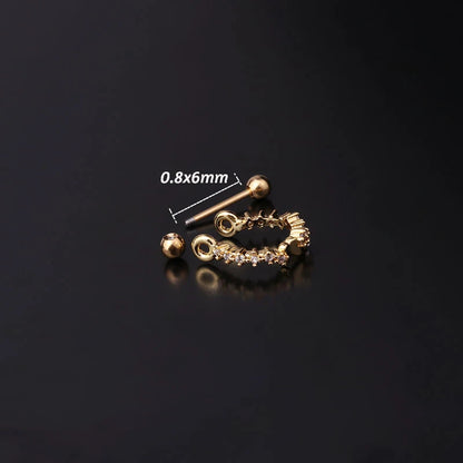 1Pc 20G Helix Earrings Ear Studs Ear Cuff Rook Woman Lobe Piercing Jewelry Barbell CZ Hoop Ear Tragus Cartilage