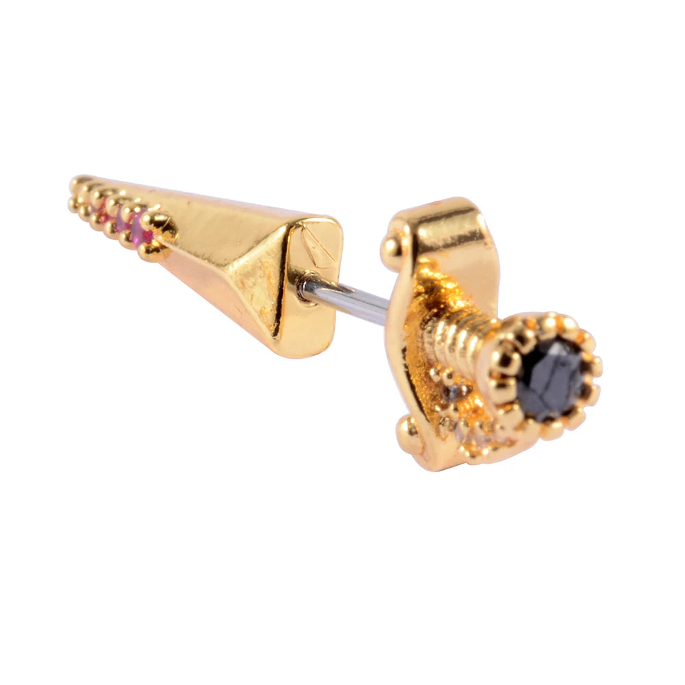 1PC Stainless Steel Multicolor Cz Tragus Cartilage Earrings Crystal Feather Ear Helix Tragus Earrings Lobe Piercing Jewelry 20G
