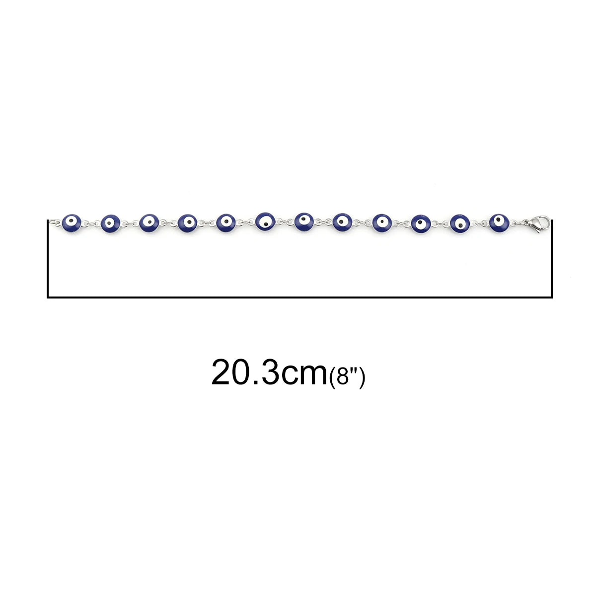 1PC 18.7-19.5Cm Hot 304 Stainless Steel Bracelets for Men Women Jewelry Gold Color Link Chain Multicolor Evil Eye Enamel Anklet