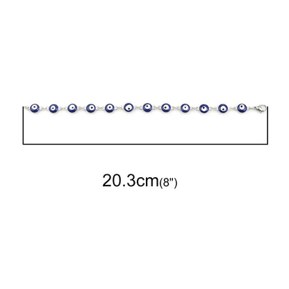 1PC 18.7-19.5Cm Hot 304 Stainless Steel Bracelets for Men Women Jewelry Gold Color Link Chain Multicolor Evil Eye Enamel Anklet