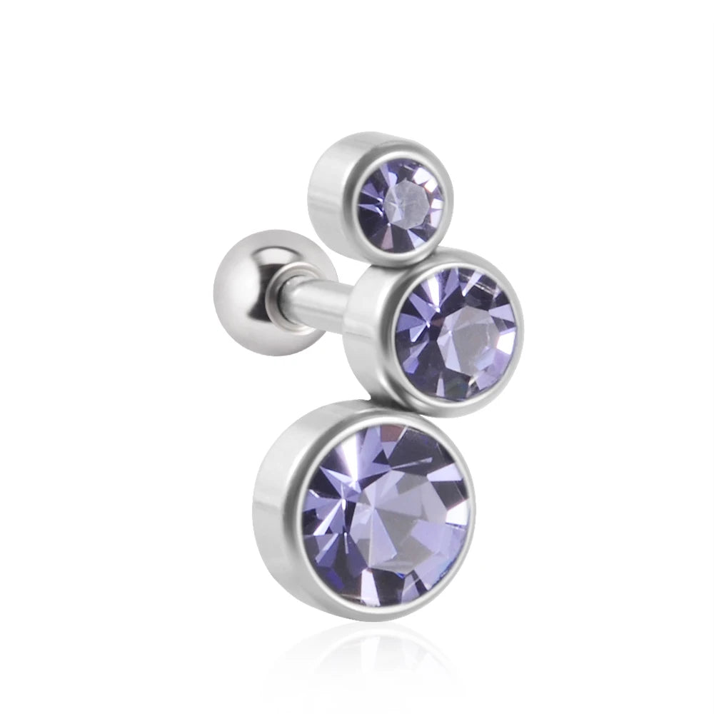 1PC Crystal CZ Helix Earrings Studs Ear Piercing 316L Surgical Steel Cartilage Earring 16G Tragus Conch Piercings for Women Punk