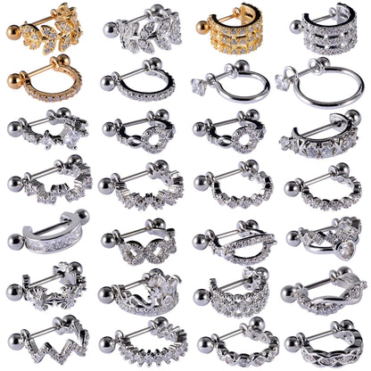 1Pcs Surgical Steel Barbell with CZ Hoop Ear Tragus Cartilage Helix Earrings Ear Studs Ear Cuff Rook Woman Lobe Piercing Jewelry