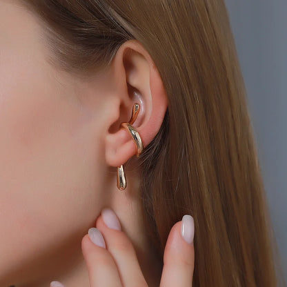Chic Irregular Design Geometric Distortion Snake Ear Cuff Earrings Women without Piercing Earless Earcuff Ear Clip Jewelry Gift
