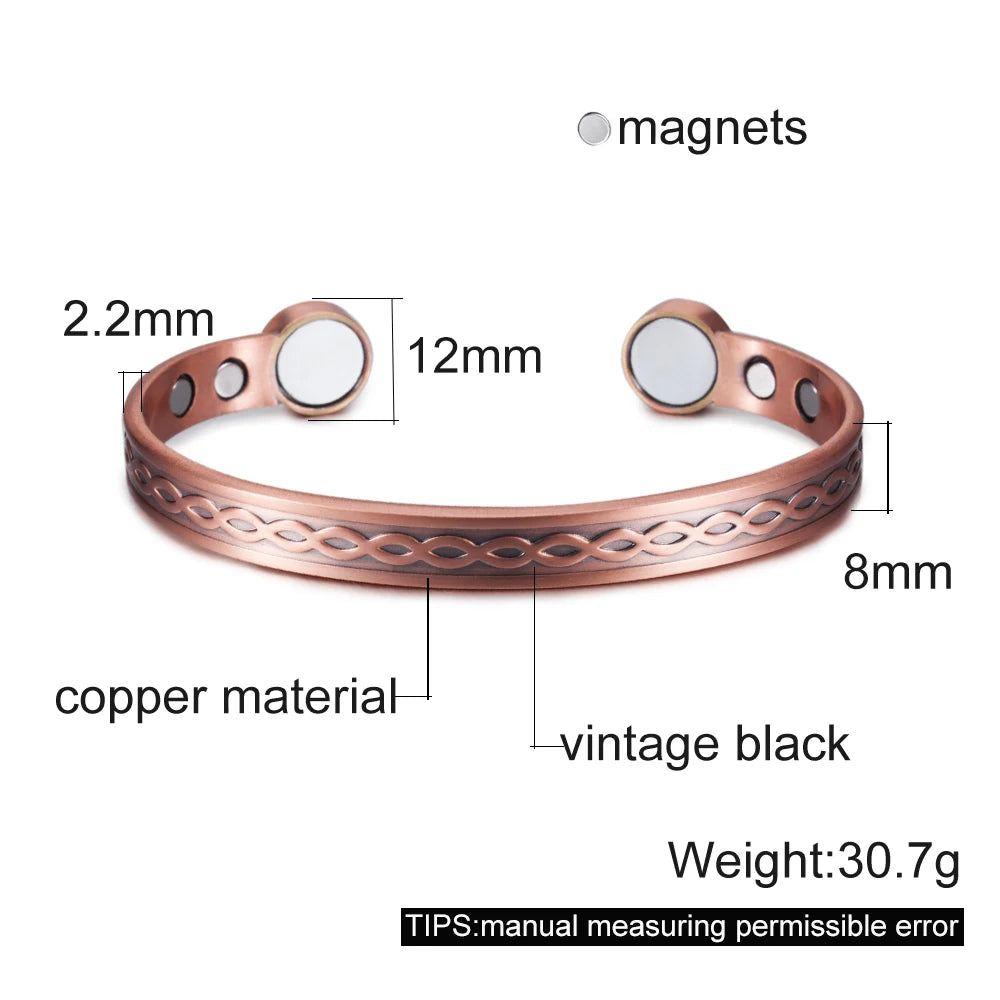Infinite Love Pure Copper Bracelets Magnetic Cuff Adjustable Magnet Health Energy Bangles Arthritis Pain Relief Jewelry