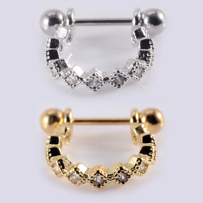 1Pcs Surgical Steel Barbell with CZ Hoop Ear Tragus Cartilage Helix Earrings Ear Studs Ear Cuff Rook Woman Lobe Piercing Jewelry