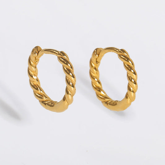 18K Classic Thin Rope Chain Hoop Earrings in Gold Plated
