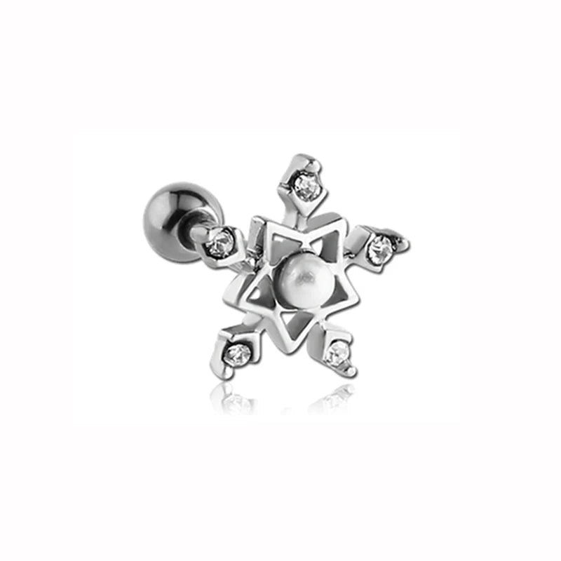 1PC Crystal CZ Helix Earrings Studs Ear Piercing 316L Surgical Steel Cartilage Earring 16G Tragus Conch Piercings for Women Punk