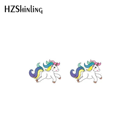 2019 New Cute Unicorn Acrylic Earring Baby Unicorn Resin Earring Epoxy Art Stud Earrings Gifts Girl Boy
