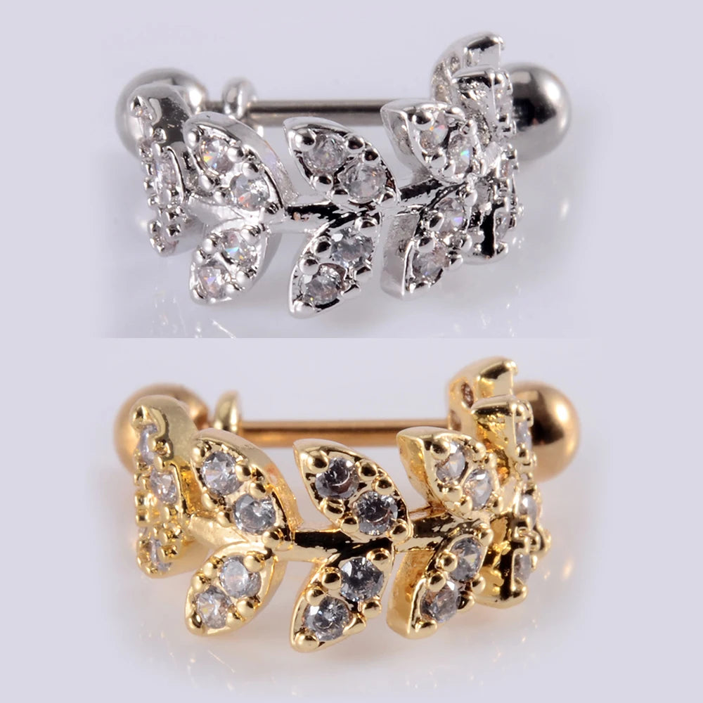 1Pcs Surgical Steel Barbell with CZ Hoop Ear Tragus Cartilage Helix Earrings Ear Studs Ear Cuff Rook Woman Lobe Piercing Jewelry