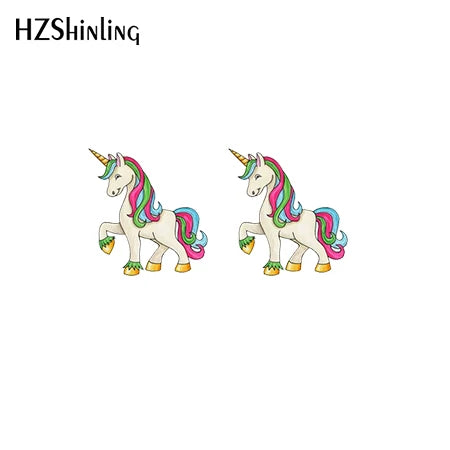 2019 New Cute Unicorn Acrylic Earring Baby Unicorn Resin Earring Epoxy Art Stud Earrings Gifts Girl Boy