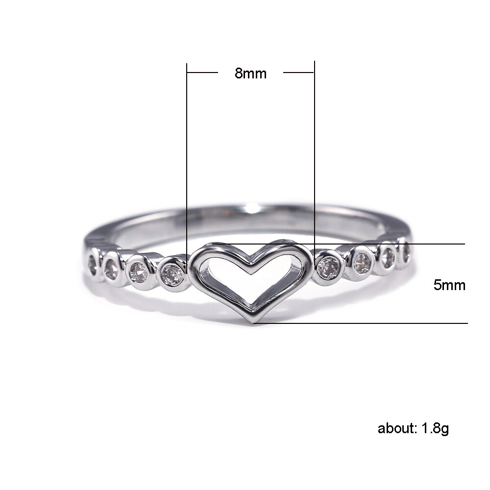 Heart Shaped Silver Plated Ring with White Sapphire