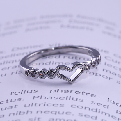 Heart Shaped Silver Plated Ring with White Sapphire