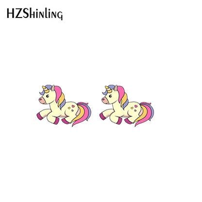 2019 New Cute Unicorn Acrylic Earring Baby Unicorn Resin Earring Epoxy Art Stud Earrings Gifts Girl Boy