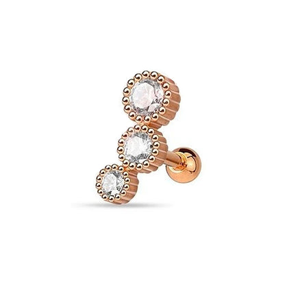 1PC Crystal CZ Helix Earrings Studs Ear Piercing 316L Surgical Steel Cartilage Earring 16G Tragus Conch Piercings for Women Punk