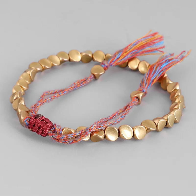 Handmade Tibetan Buddhist Bracelets on Hand Braided Copper Beads Lucky Rope Bracelet & Bangles for Women Men Dropshiping