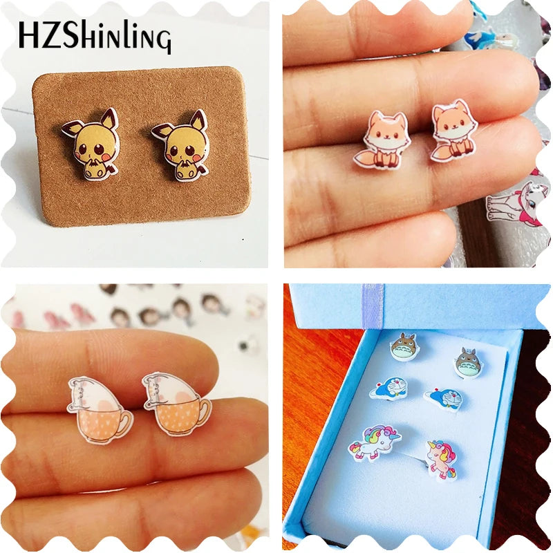 2021 New Baby Funny Yellow Duck Stud Earring Cute Animal Acrylic Resin Earrings Epoxy Handmade Jewelry Gifts Girl