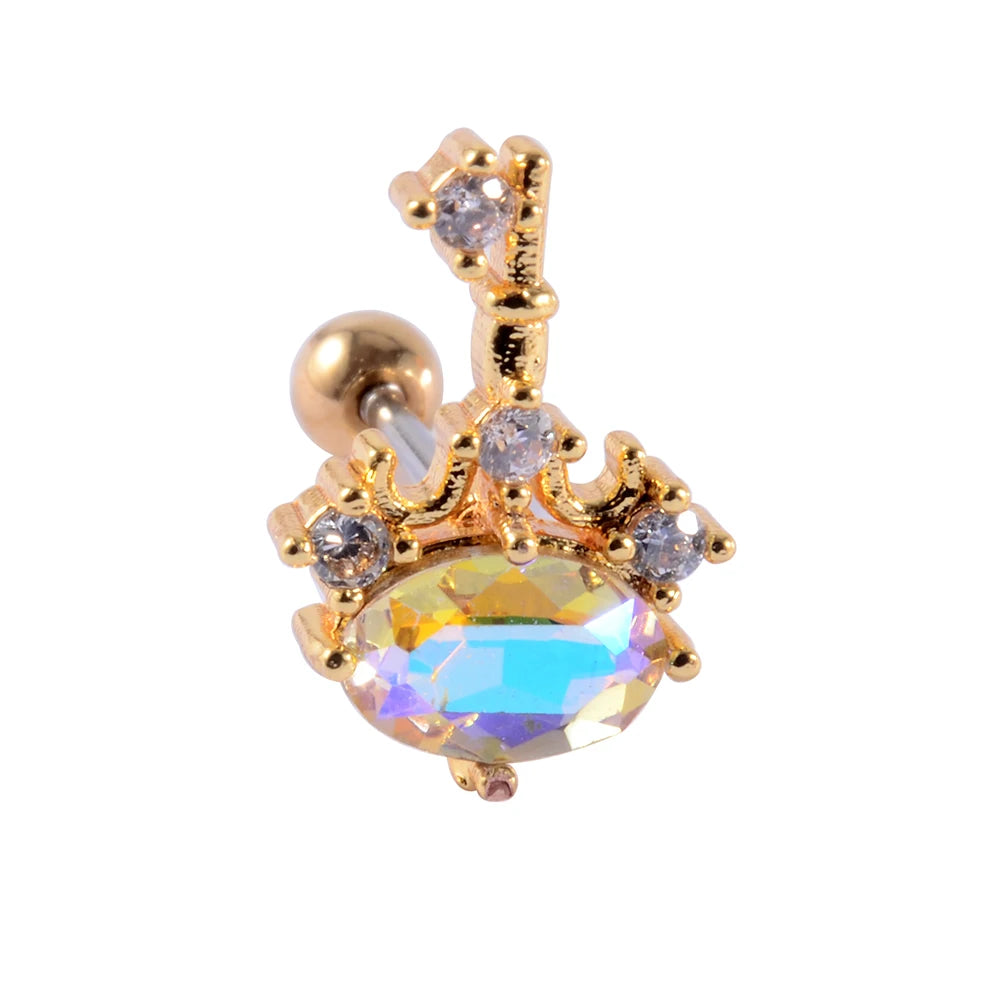 1PC Stainless Steel Multicolor Cz Tragus Cartilage Earrings Crystal Feather Ear Helix Tragus Earrings Lobe Piercing Jewelry 20G