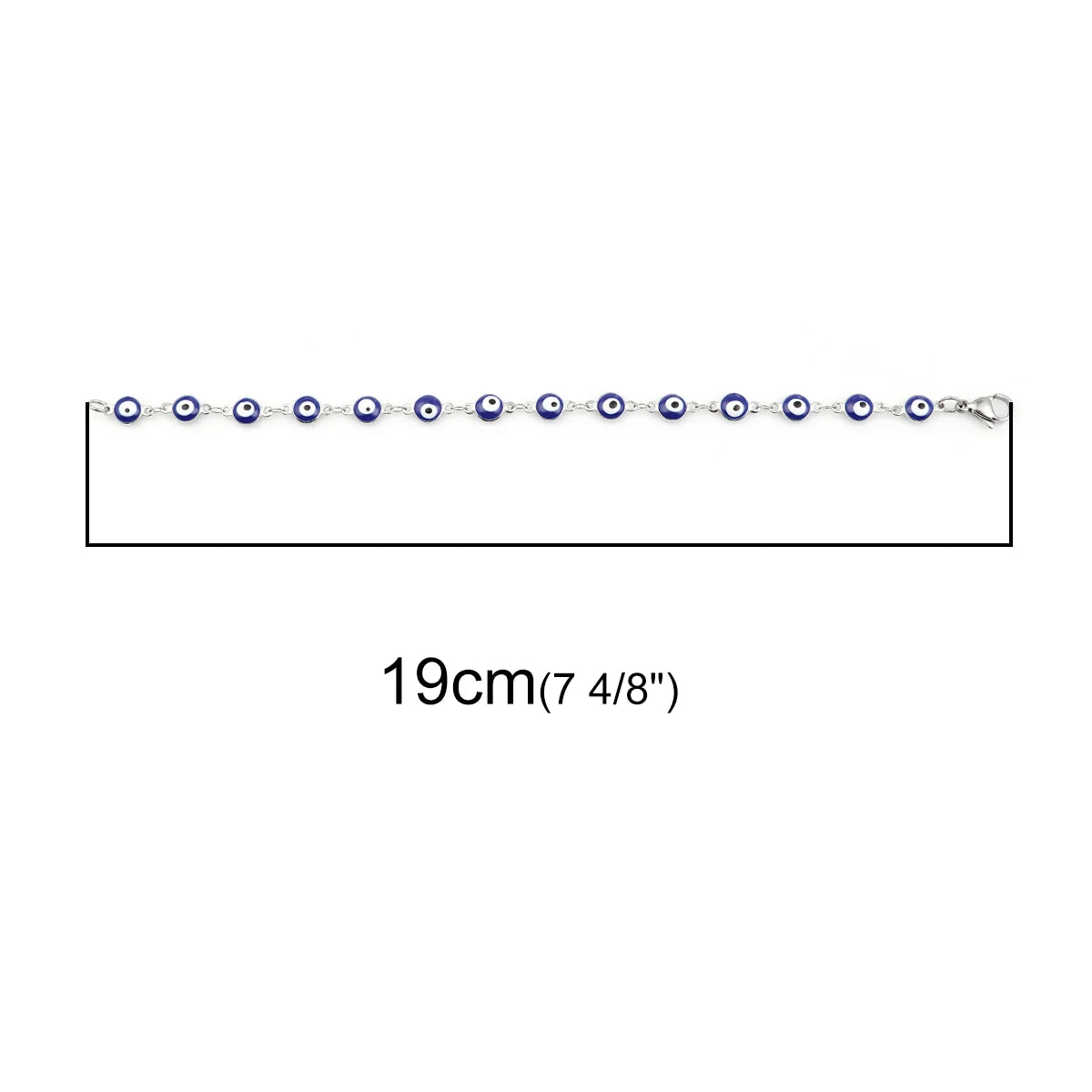 1PC 18.7-19.5Cm Hot 304 Stainless Steel Bracelets for Men Women Jewelry Gold Color Link Chain Multicolor Evil Eye Enamel Anklet