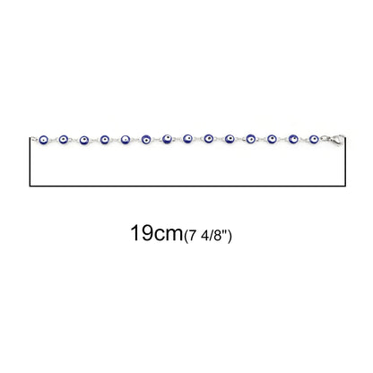 1PC 18.7-19.5Cm Hot 304 Stainless Steel Bracelets for Men Women Jewelry Gold Color Link Chain Multicolor Evil Eye Enamel Anklet