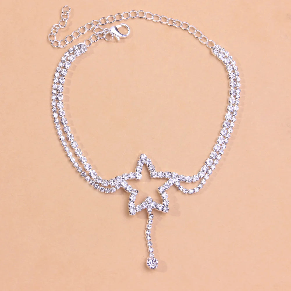Stonefans Multi-Layer Star Anklet Chain Bracelet on the Leg Wholesale for Women Crystal Luxury Summer Beach Ankle Jewelry Gift