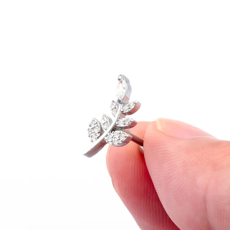 1PC Crystal CZ Helix Earrings Studs Ear Piercing 316L Surgical Steel Cartilage Earring 16G Tragus Conch Piercings for Women Punk