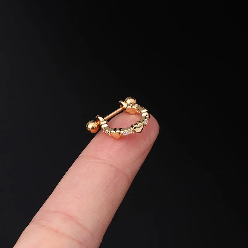 1Pc 20G Helix Earrings Ear Studs Ear Cuff Rook Woman Lobe Piercing Jewelry Barbell CZ Hoop Ear Tragus Cartilage