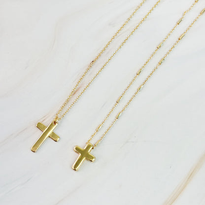 Pretty Chain Cross Necklace Set of 2