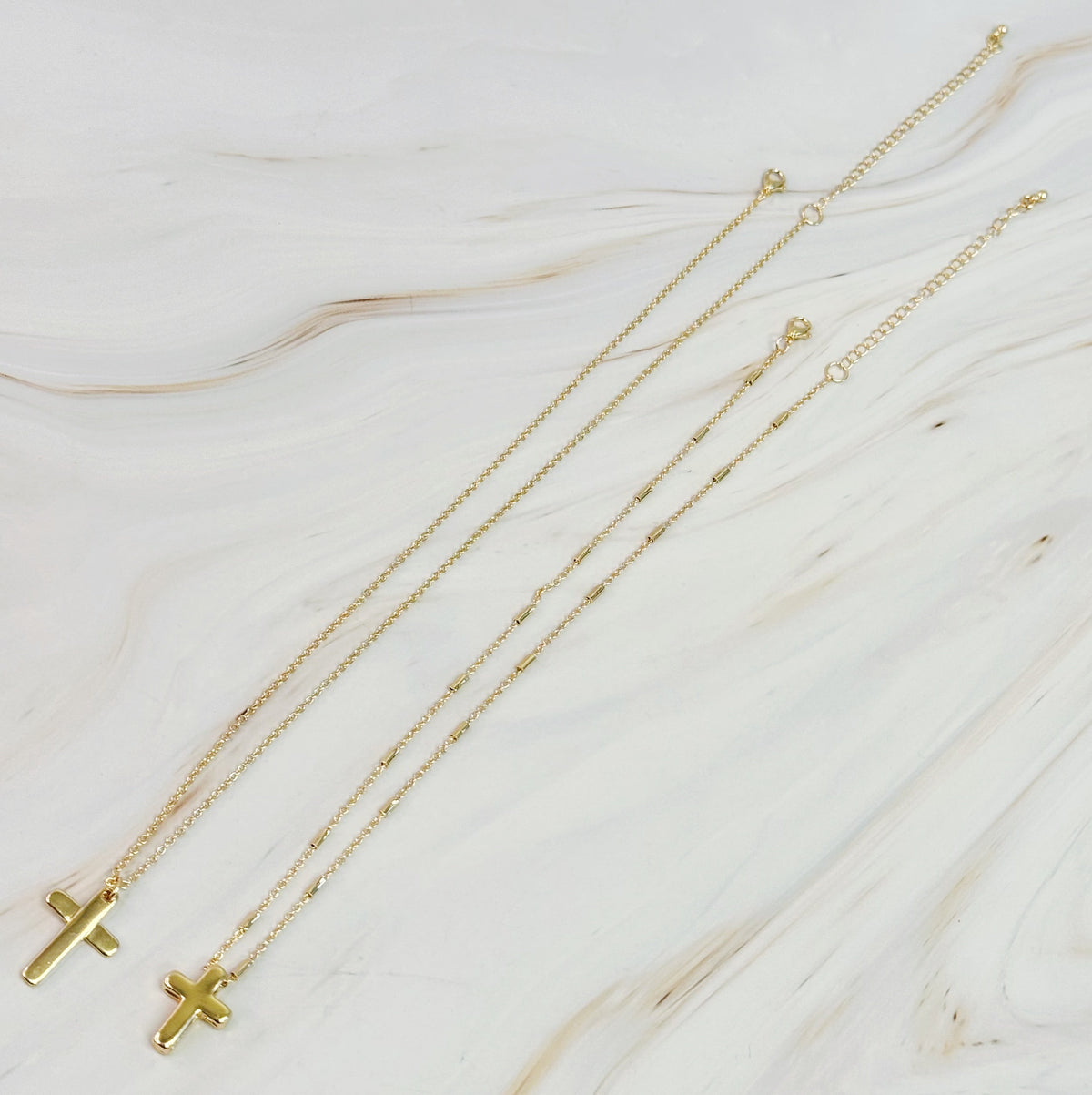 Pretty Chain Cross Necklace Set of 2