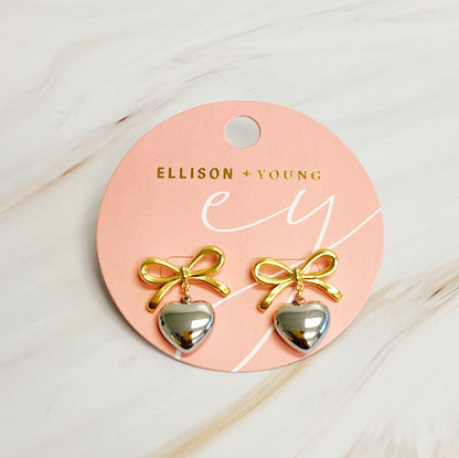 Mini Bow Mini Heart Earrings