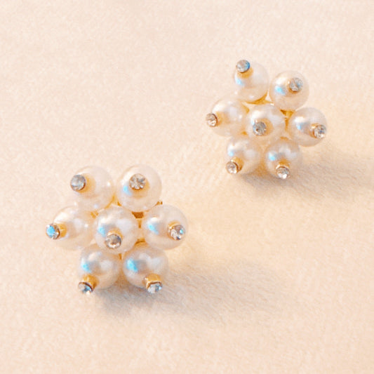 Pearl Blooming Stud Clip on Earrings