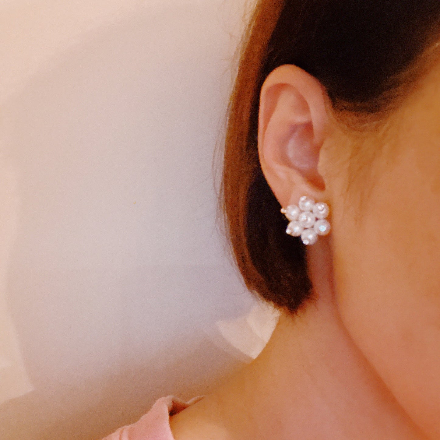 Pearl Blooming Stud Clip on Earrings