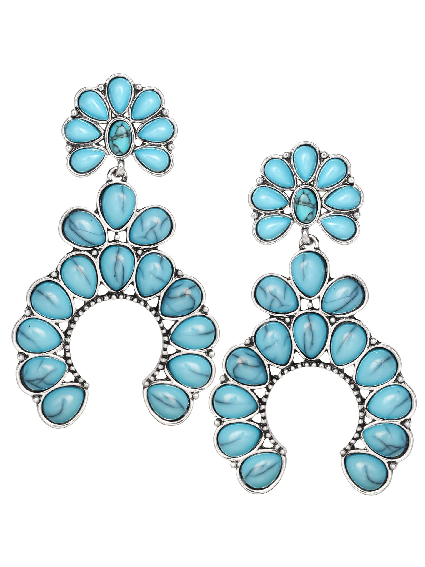 Fashion Metal Faux Turquoise Stone Drop Earring