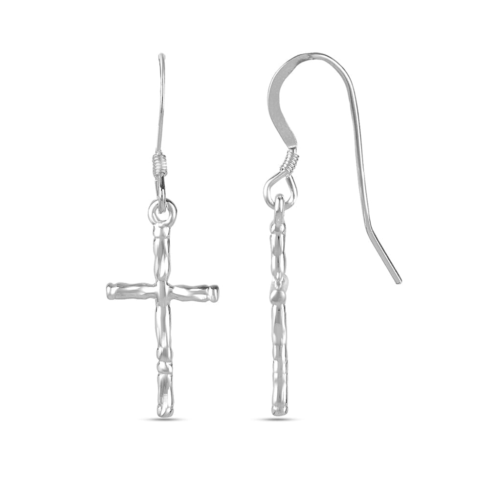 925 Sterling Silver Fishhook Cross Drop Dangle Earrings Jewelry Gifts for Women and Teen 35MM