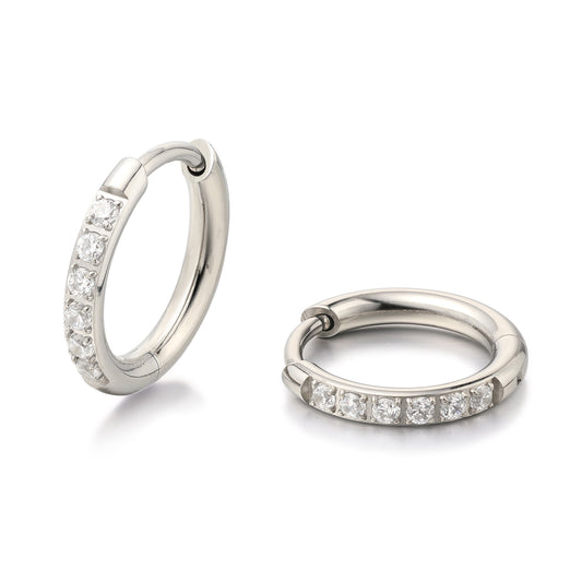 Huggie White CZ Earrings, 10Mm, Pair