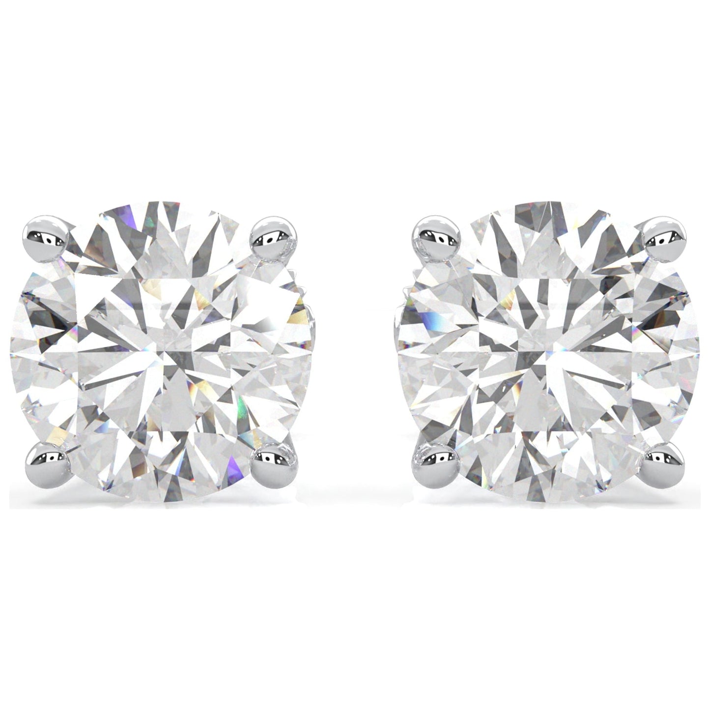 Moissanite Stud Earrings, 0.3Ct-4.00Ct DF Color Brilliant round Cut Lab Created Diamond Earrings 18K White Gold Plated Silver Screw Backs for Women Men