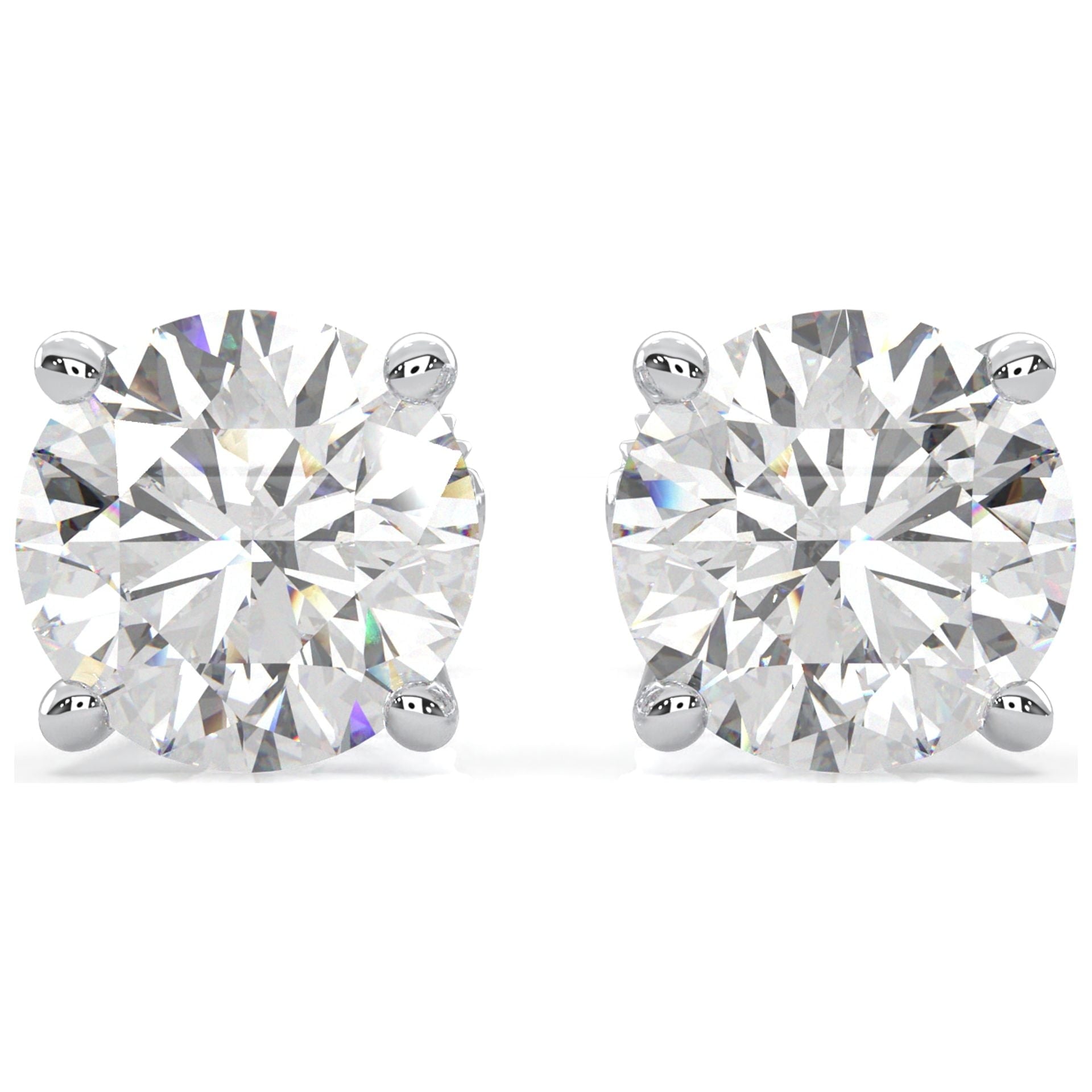 Moissanite Stud Earrings, 0.3Ct-4.00Ct DF Color Brilliant round Cut Lab Created Diamond Earrings 18K White Gold Plated Silver Screw Backs for Women Men