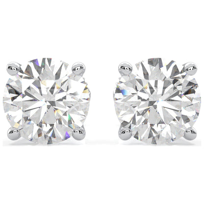 Moissanite Stud Earrings, 0.3Ct-4.00Ct DF Color Brilliant round Cut Lab Created Diamond Earrings 18K White Gold Plated Silver Screw Backs for Women Men