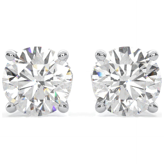 Moissanite Stud Earrings, 0.3Ct-4.00Ct DF Color Brilliant round Cut Lab Created Diamond Earrings 18K White Gold Plated Silver Screw Backs for Women Men