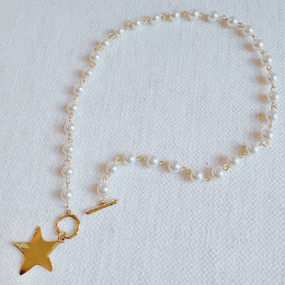 Molten Star Pearl Chain Necklace