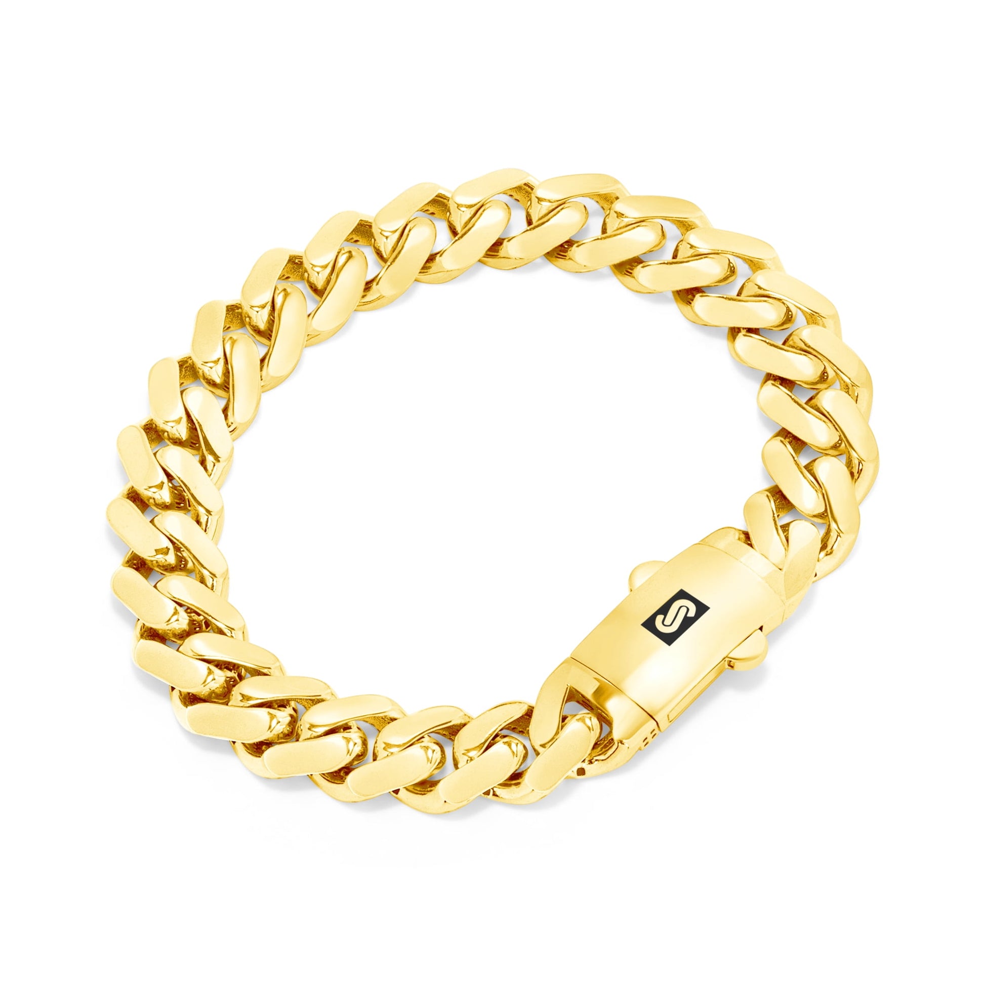 14K Real Yellow Gold Royal Monaco 11Mm Miami Cuban Link Bracelet (7"-9") Italian Jewelry for Men & Women