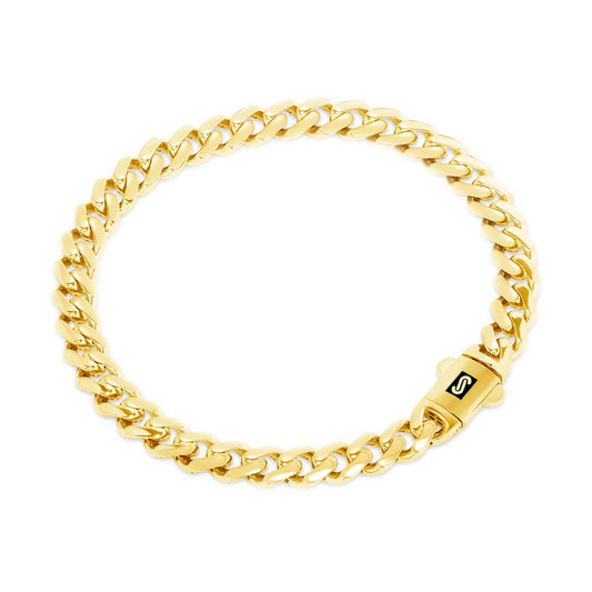 14K Real Yellow Gold Royal Monaco 6Mm Miami Cuban Link Bracelet (7"-9") Italian Jewelry for Men & Women