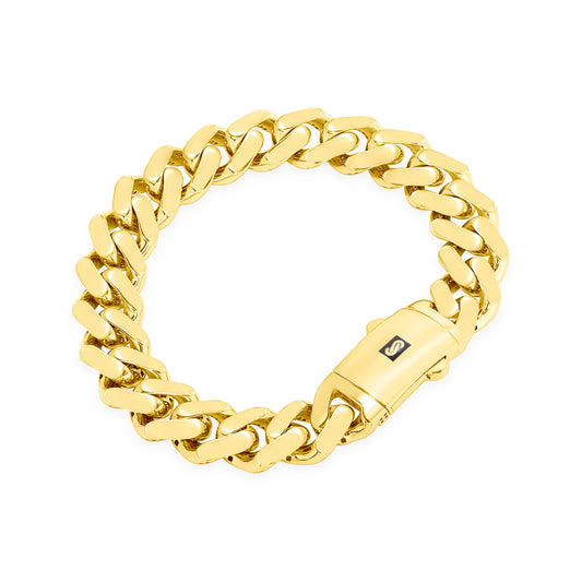14K Real Yellow Gold Royal Monaco Miami Cuban Link Bracelet 7"-9" (5Mm-17Mm) Italian Jewelry for Men & Women