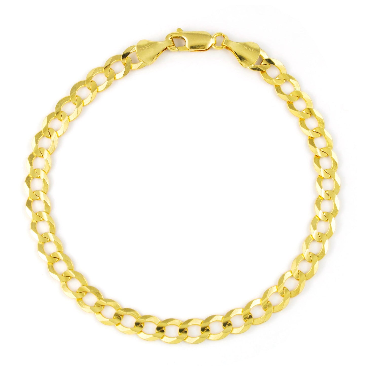 14K Real Yellow Gold Solid Cuban Curb Link 6Mm Chain Bracelet (7"-9") Italian Jewelry for Men & Women
