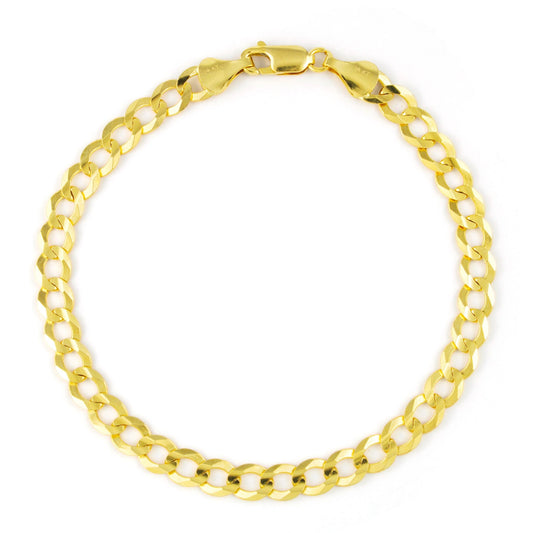 14K Real Yellow Gold Solid Cuban Curb Link 6Mm Chain Bracelet (7"-9") Italian Jewelry for Men & Women