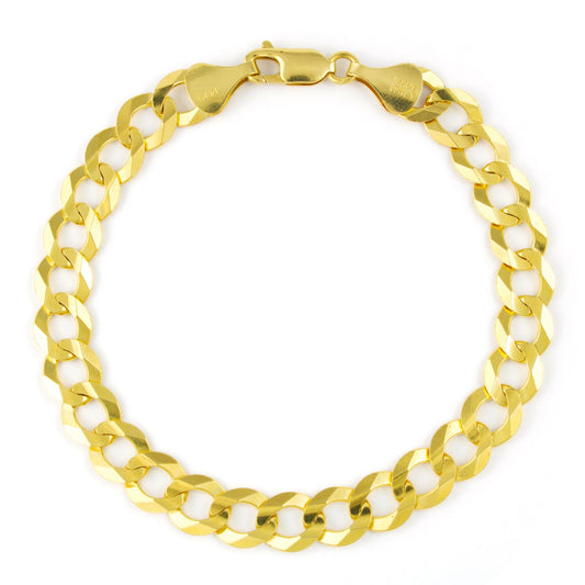 14K Real Yellow Gold Solid Cuban Curb Link 8Mm Chain Bracelet (7"-9") Italian Jewelry for Men