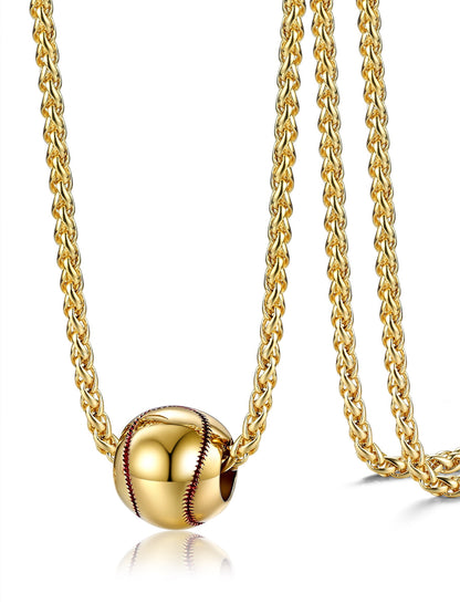 14K Gold-Plated Stainless Steel Baseball Pendant Necklace