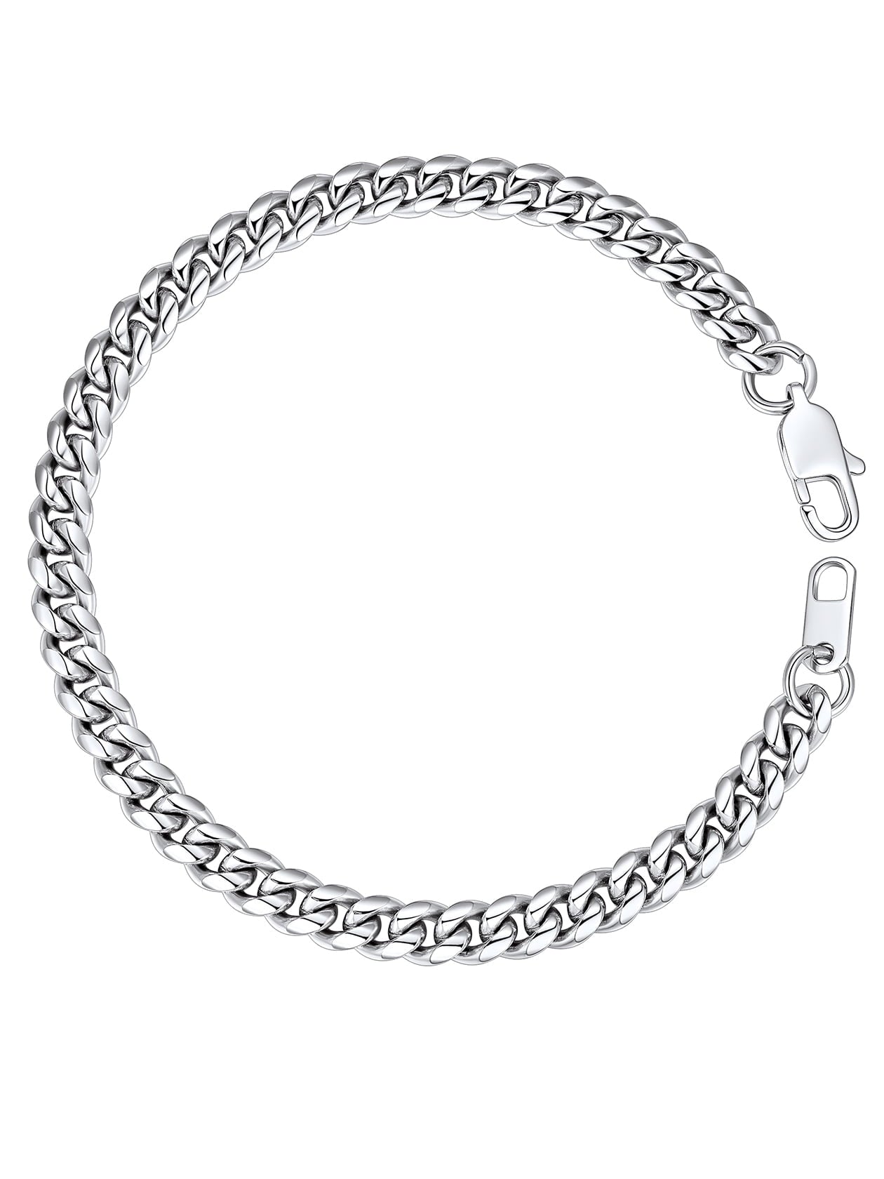 Men Chain Bracelet Cuban Stainless Steel Curb Bracelet 6MM 7.5 Inch Wrist Bracelet Mens Silver Jewelry
