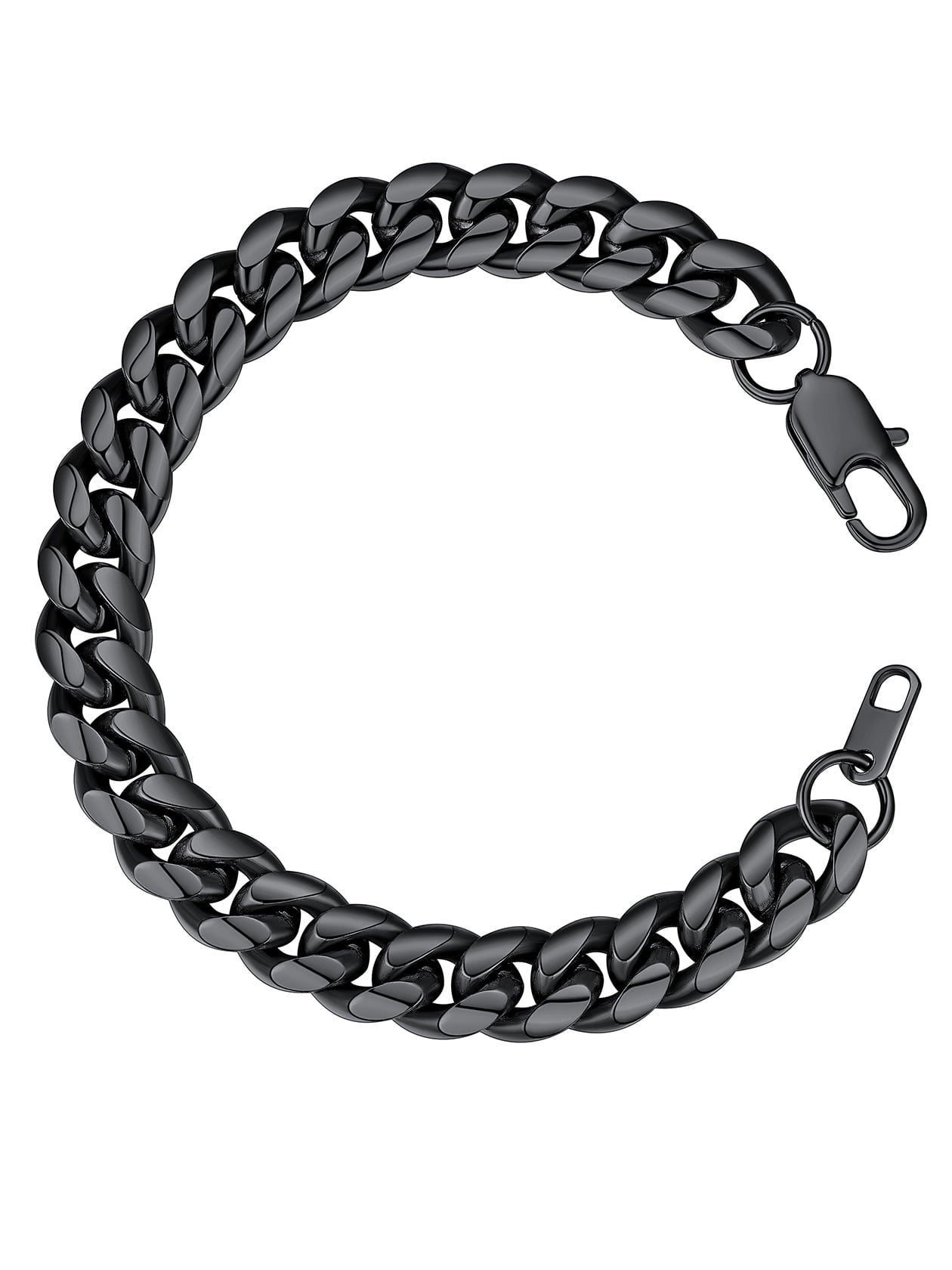 Black Bracelet for Men Chunky Cuban Bracelet 10MM 8.3 Inch Chain Bracelet Stainless Steel Gift for Him