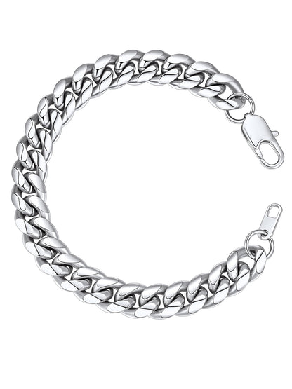 Bracelet for Men Chunky Cuban Bracelet 10MM 8.3 Inch Chain Bracelet Stainless Steel Gift for Him