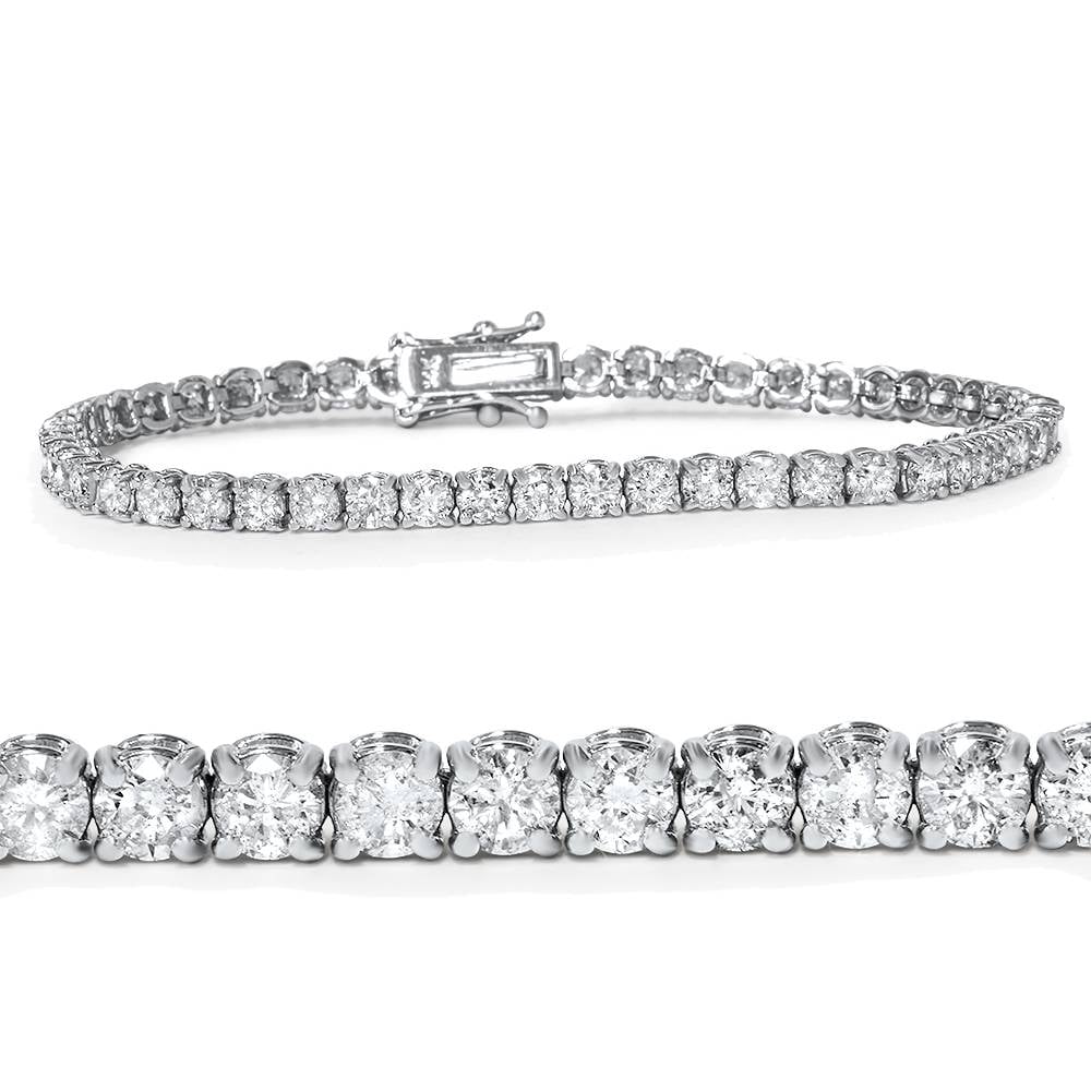 Pompeii 14K White, Rose, or Yellow Gold round Diamond Tennis Bracelet 5Cttw 7" Women'S